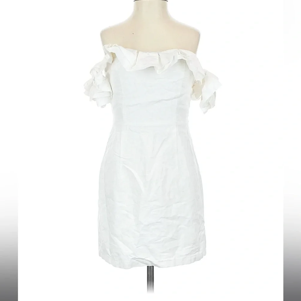Superdown Emery Off The Shoulder Dress White/Cream Ruffle XS NEW - Picture 3 of 9